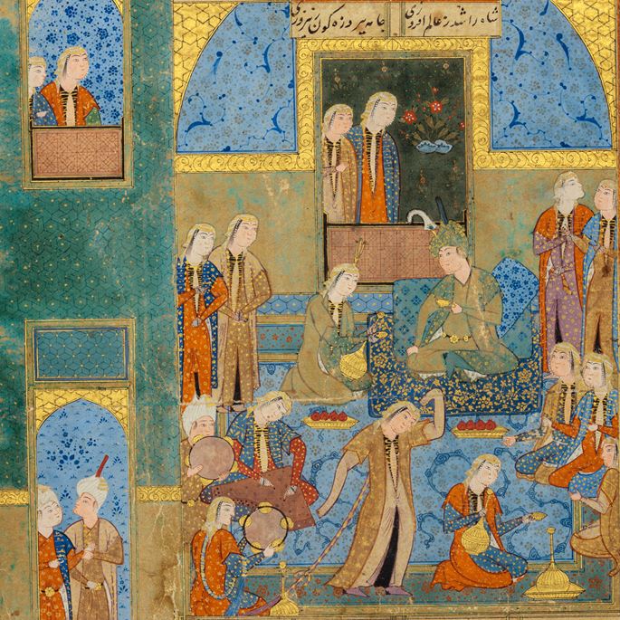 Bahram Gur visits the Turquoise Pavilion from Haft Peykar, from a manuscript of Khamsa of Nizami | MasterArt